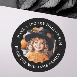Heb een spookachtige Halloween golvende border fot Ronde Sticker