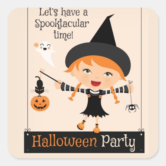Heb een Spooktacular Tijd Halloween Feest Vierkante Sticker (Voorkant)