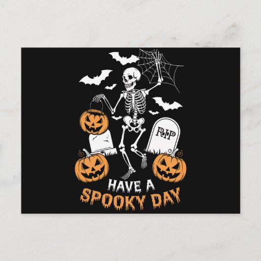 Heb een Spooky Day Halloween Witch Gift Skeleton Briefkaart (Voorkant)