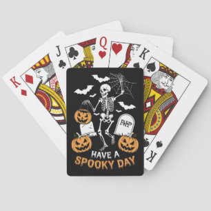 Heb een Spooky Day Halloween Witch Gift Skeleton Pokerkaarten