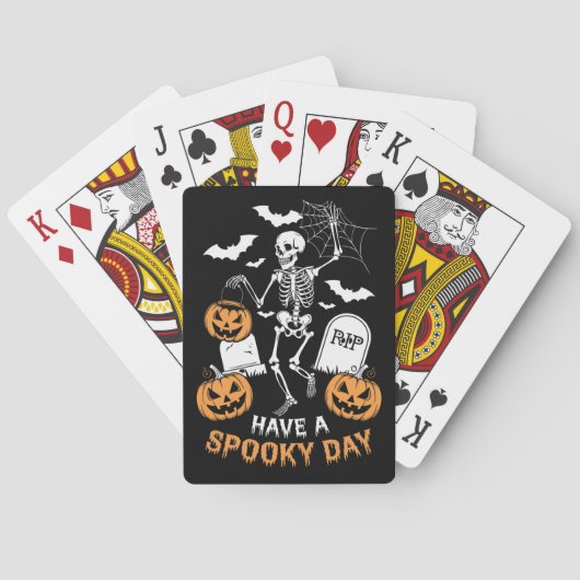 Heb een Spooky Day Halloween Witch Gift Skeleton Pokerkaarten (Achterkant)