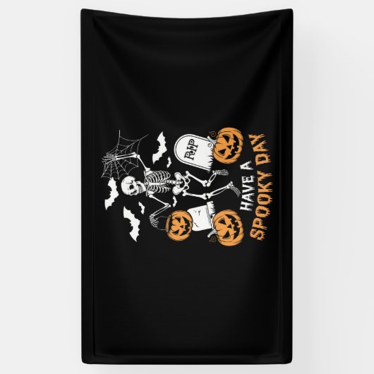Heb een Spooky Day Halloween Witch Gift Skeleton Spandoek (Verticaal)