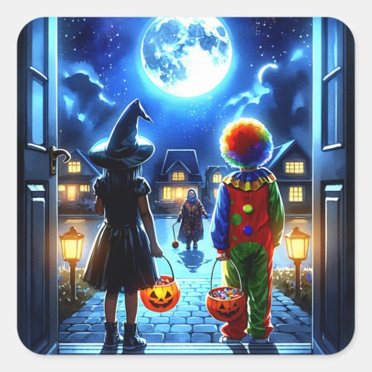 Heb een Spooky Halloween Vierkante Sticker (Voorkant)