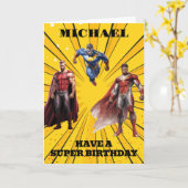 Heb een Super Birthday Superhero Boy Kaart (Gele Bloem)