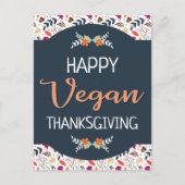 Heb een vegaankleurige Thanksgiving blauwe florale Briefkaart (Voorkant)