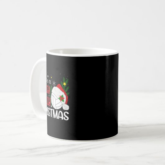 Heb een Volley Jolly Christmas Volleybal Santa Hat Koffiemok (Voorkant links)