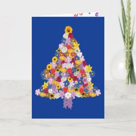 Heb een Vrolijk Bloeiende Kerstmis Bloemenboom Feestdagen Kaart