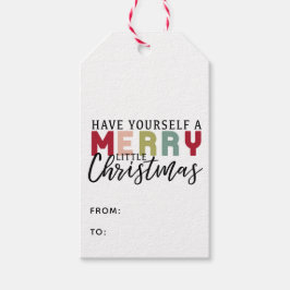 Heb een vrolijk klein kerst kleurrijk cadeaulabel