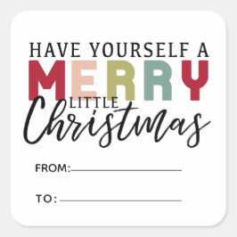 Heb een vrolijk klein kerst multi kleur vierkante sticker
