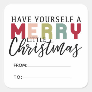 Heb een vrolijk klein kerstfeest met meerdere kleu vierkante sticker