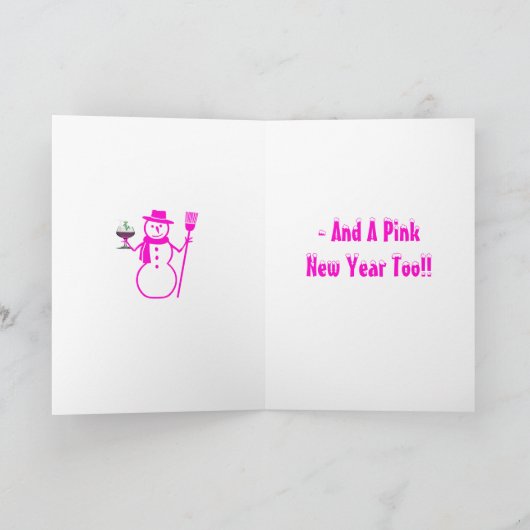 Heb een vrolijk roze kerst - Wine Xmas Kaart (Binnen)