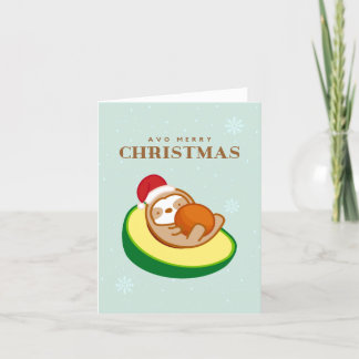 Heb een vrolijke kerst avocado luiaard feestdagen kaart