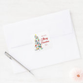 Heb een vrolijke kerstboom midden in de eeuw vierkante sticker (Envelop)