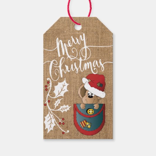Heb een vrolijke kerstmuis cadeaulabel (Voorkant)