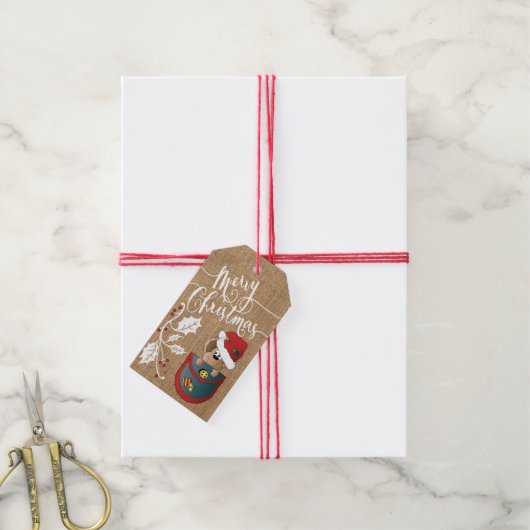 Heb een vrolijke kerstmuis cadeaulabel (Met Touw)