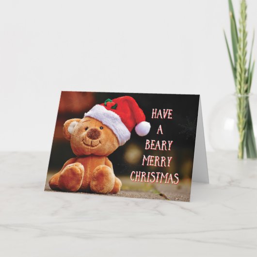 Heb een Vrolijke lege Kaart van Kerstmis Beary (Voorkant)