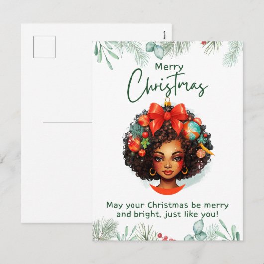 Heb een vrolijke melanine Kerst zwarte meisje magi Feestdagenkaart (Voorkant / Achterkant)