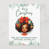 Heb een vrolijke melanine Kerst zwarte meisje magi Feestdagenkaart (Voorkant)