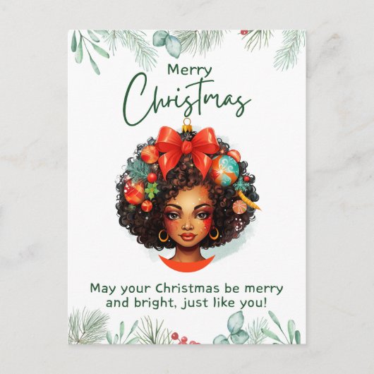 Heb een vrolijke melanine Kerst zwarte meisje magi Feestdagenkaart (Voorkant)