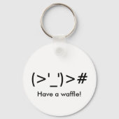 "(>'_')># Heb een wafel!" Button Sleutelhanger (Voorkant)