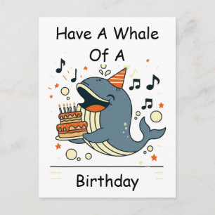 Heb een walvis van een verjaardag zingende walvis briefkaart