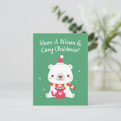 Heb een Warm en Cozy Beer van de Kerstpoep Briefkaart (Staand voorkant)