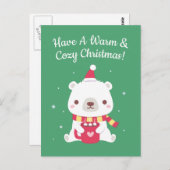 Heb een Warm en Cozy Beer van de Kerstpoep Briefkaart (Voorkant / Achterkant)