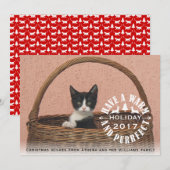 Heb een warme en perfecte kerstkat feestdagenkaart (Voorkant / Achterkant)