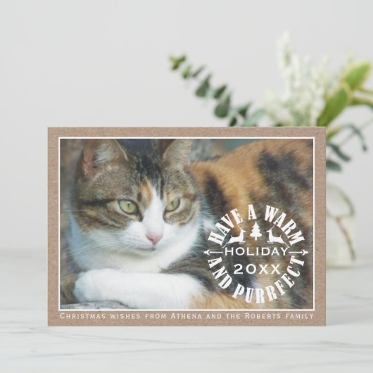 Heb een warme en perfecte vakantie huisdier Kerstm Feestdagenkaart (Staand voorkant)