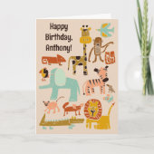 Heb een Wild Day Oerwoud Animals Verjaardag Kaart (Voorkant)