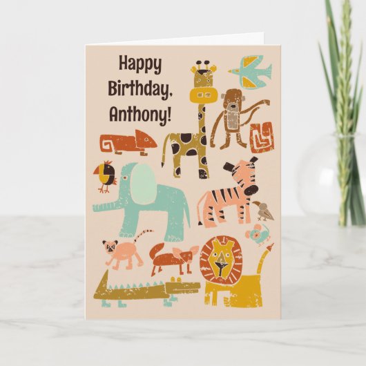 Heb een Wild Day Oerwoud Animals Verjaardag Kaart (Voorkant)