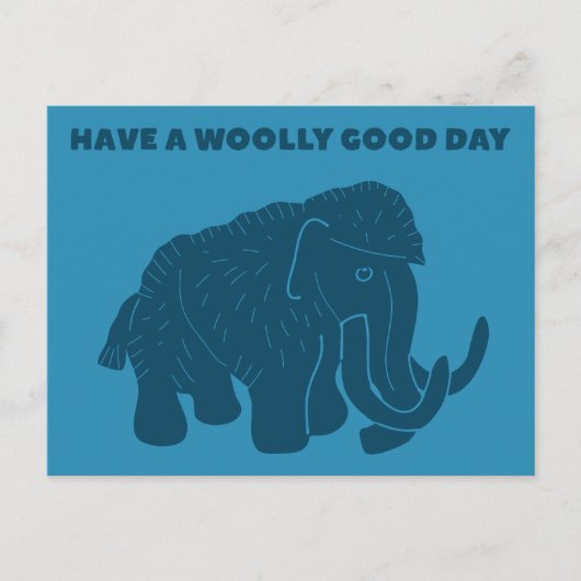 Heb een wollige goede dag blauwe mammoet briefkaart (Voorkant)