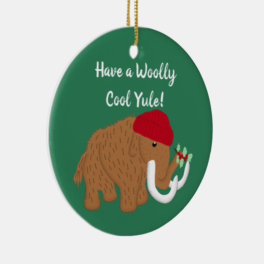 Heb een wollige hul Yule Funny Mammoth Kerstmis Keramisch Ornament (Rechts)