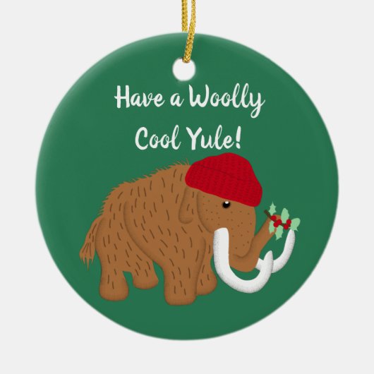 Heb een wollige hul Yule Funny Mammoth Kerstmis Keramisch Ornament (Voorkant)
