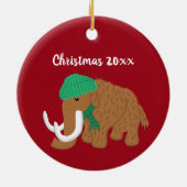 Heb een wollige hul Yule Funny Mammoth Kerstmis Keramisch Ornament (Achterkant)