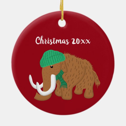 Heb een wollige hul Yule Funny Mammoth Kerstmis Keramisch Ornament (Achterkant)