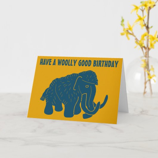 Heb een Wooly Good Birthday Mammoth Kaart (Gele Bloem)
