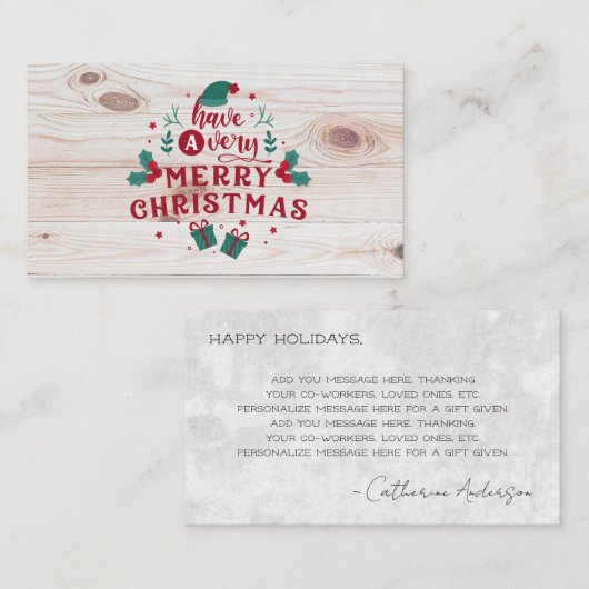 Heb een zeer prettig Visitekaartje van het Kerstbe (Voorkant / Achterkant)