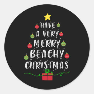 Heb een zeer vrolijke strandachtige kerstboom trui ronde sticker