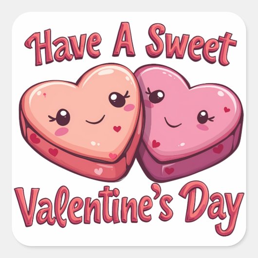 Heb een zoete Valentijnsdag Vierkante Sticker (Voorkant)
