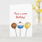 Heb een zoete Verjaardag - de Pop van de Cake - Kaart (Gele Bloem)