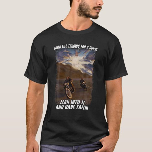 Heb Faith Christelijk Biker - Motorfiets Jesus Des T-shirt (Voorkant)