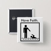Heb Faith Pin Vierkante Button 5,1 Cm (Voorkant /achterkant)