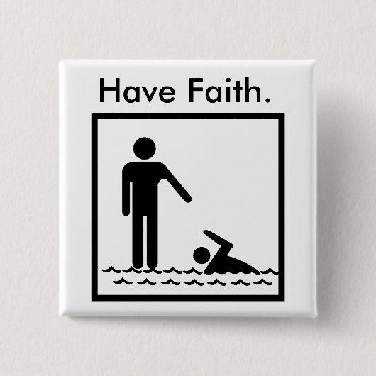 Heb Faith Pin Vierkante Button 5,1 Cm (Voorkant)