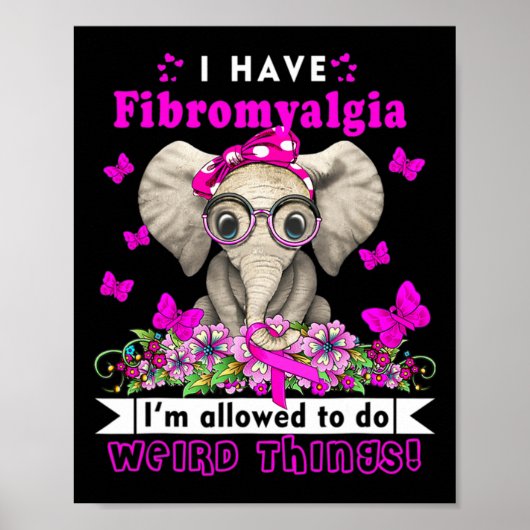 Heb Fibromyalgie Bewustzijn Olifant Fun Schattige Poster (Voorkant)