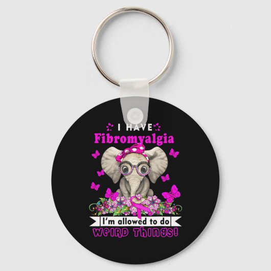 Heb Fibromyalgie Bewustzijn Olifant Fun Schattige Sleutelhanger (Voorkant)