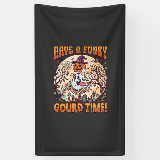 Heb Functy Kalebas Tijd Halloween Geest Pompoen_1 Spandoek (Verticaal)