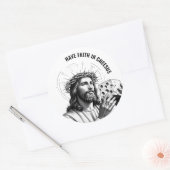 Heb geloof in Cheesus - Grappige Jezus Meme Ronde Sticker (Envelop)