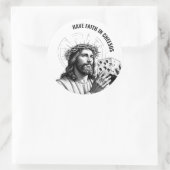 Heb geloof in Cheesus - Grappige Jezus Meme Ronde Sticker (Tas)