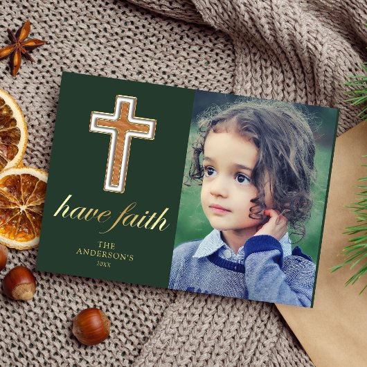 Heb geloof | Kerstfoto voor religieuze kruisbeelde Feestdagenkaart